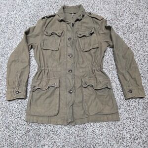 Free People‎ Woman's Size Small Petite Military Style Utility Jacket Green
